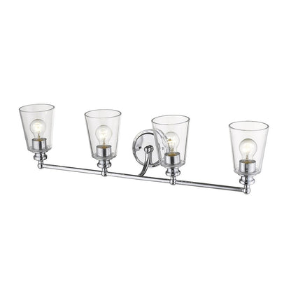 8" Silver And Clear Metal and Glass Vanity Flush Mounted Sconce