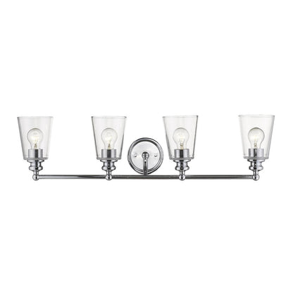 8" Silver And Clear Metal and Glass Vanity Flush Mounted Sconce