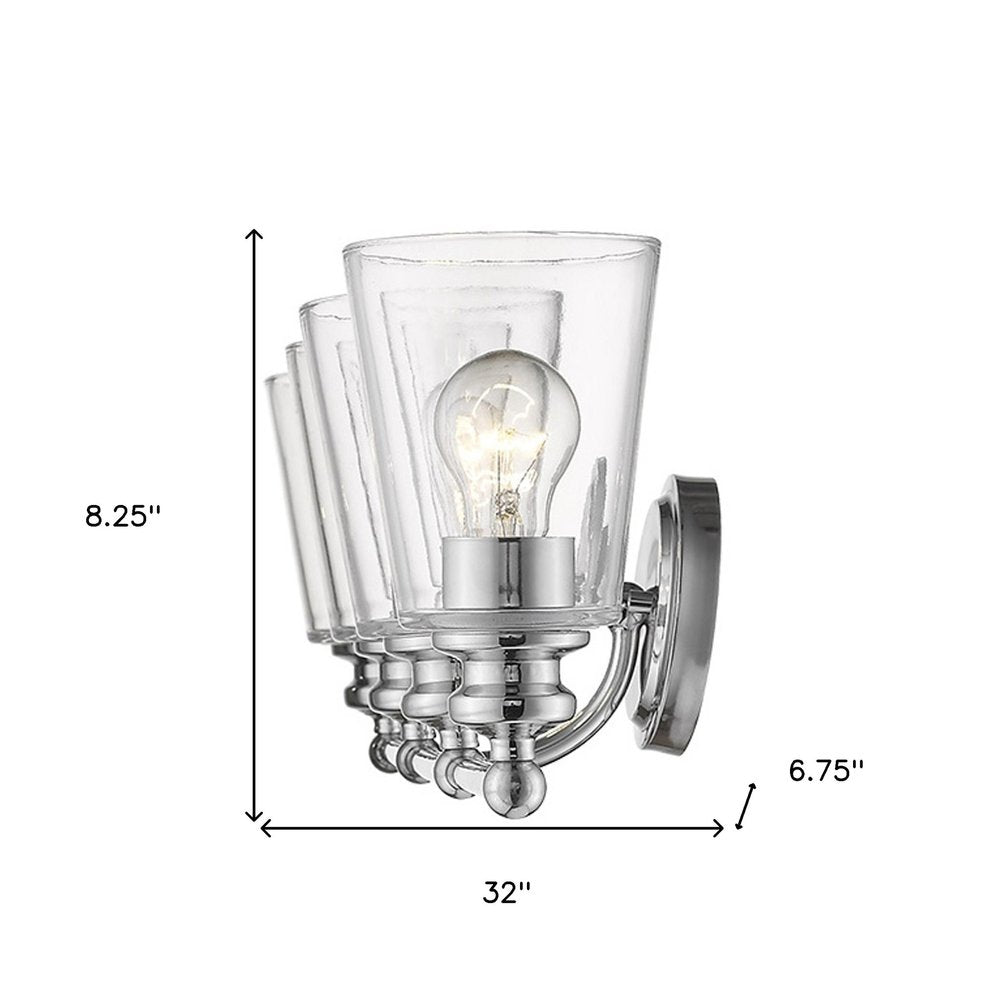 8" Silver And Clear Metal and Glass Vanity Flush Mounted Sconce