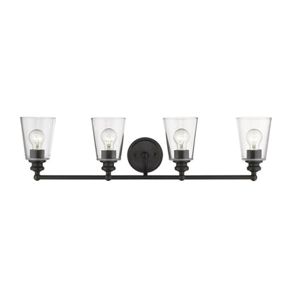 8" Black And Clear Metal and Glass Vanity Flush Mounted Sconce