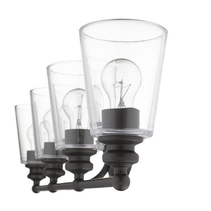 8" Black And Clear Metal and Glass Vanity Flush Mounted Sconce