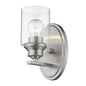 One Light Silver Wall Light with Clear Glass Shade