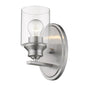 One Light Silver Wall Light with Clear Glass Shade