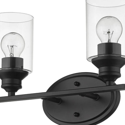 14" Black And Clear Metal and Glass Two Light Flush Mounted Sconce