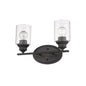 10" Black And Clear Metal and Glass Vanity Flush Mounted Sconce