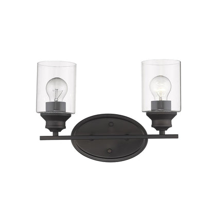 10" Black And Clear Metal and Glass Vanity Flush Mounted Sconce