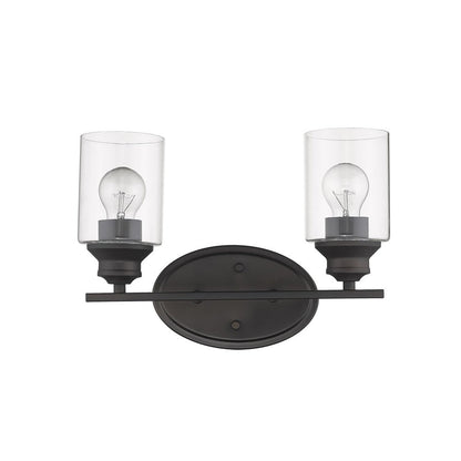 10" Black And Clear Metal and Glass Vanity Flush Mounted Sconce