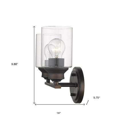 10" Black And Clear Metal and Glass Vanity Flush Mounted Sconce