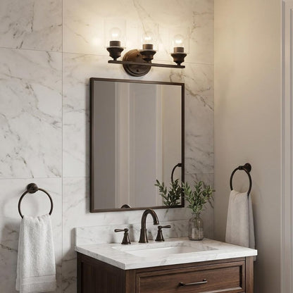 10" Black And Clear Metal and Glass Vanity Flush Mounted Sconce