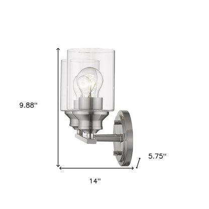 10" Silver And Clear Metal and Glass Vanity Flush Mounted Sconce