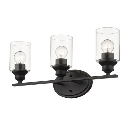 10" Black And Clear Metal and Glass Vanity Flush Mounted Sconce