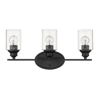 10" Black And Clear Metal and Glass Vanity Flush Mounted Sconce