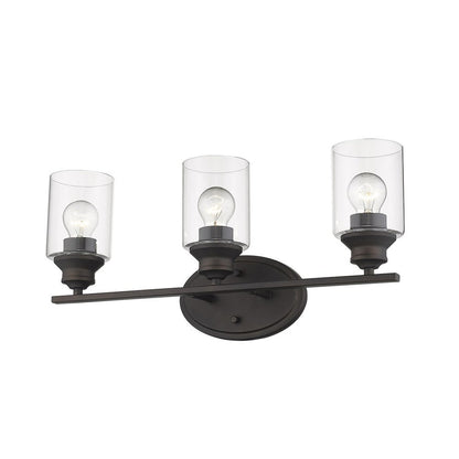 10" Clear And Bronze Metal and Glass Vanity Flush Mounted Sconce