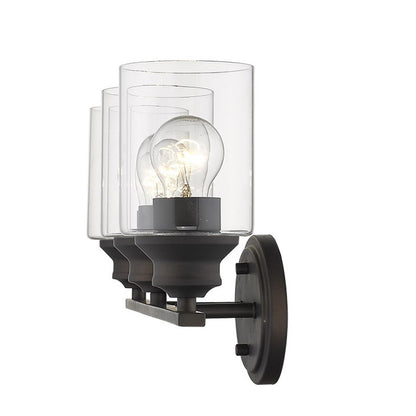 10" Clear And Bronze Metal and Glass Vanity Flush Mounted Sconce