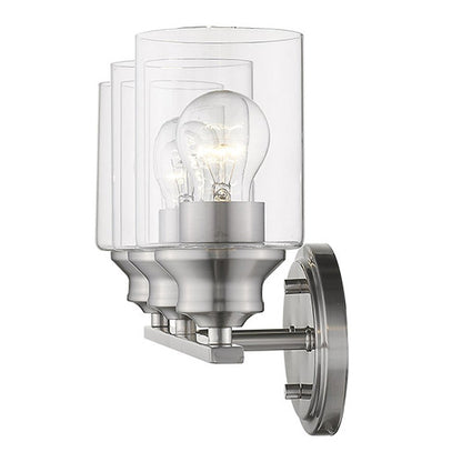 10" Clear And Silver Metal and Glass Vanity Flush Mounted Sconce