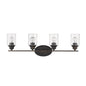 Four Light Bronze Wall Light with Clear Glass Shade