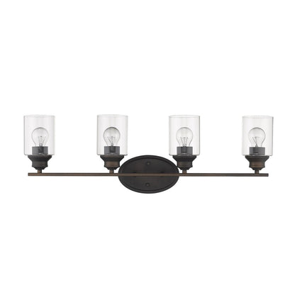10" Black And Clear Metal and Glass Vanity Flush Mounted Sconce