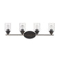 10" Black And Clear Metal and Glass Vanity Flush Mounted Sconce