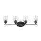 Four Light Bronze Wall Light with Clear Glass Shade