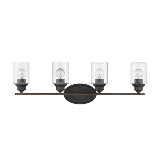 31" Bronze And Clear Steel And Glass Four Light Flush Mounted Sconce