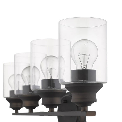 10" Black And Clear Metal and Glass Vanity Flush Mounted Sconce