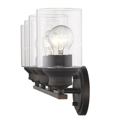 10" Black And Clear Metal and Glass Vanity Flush Mounted Sconce