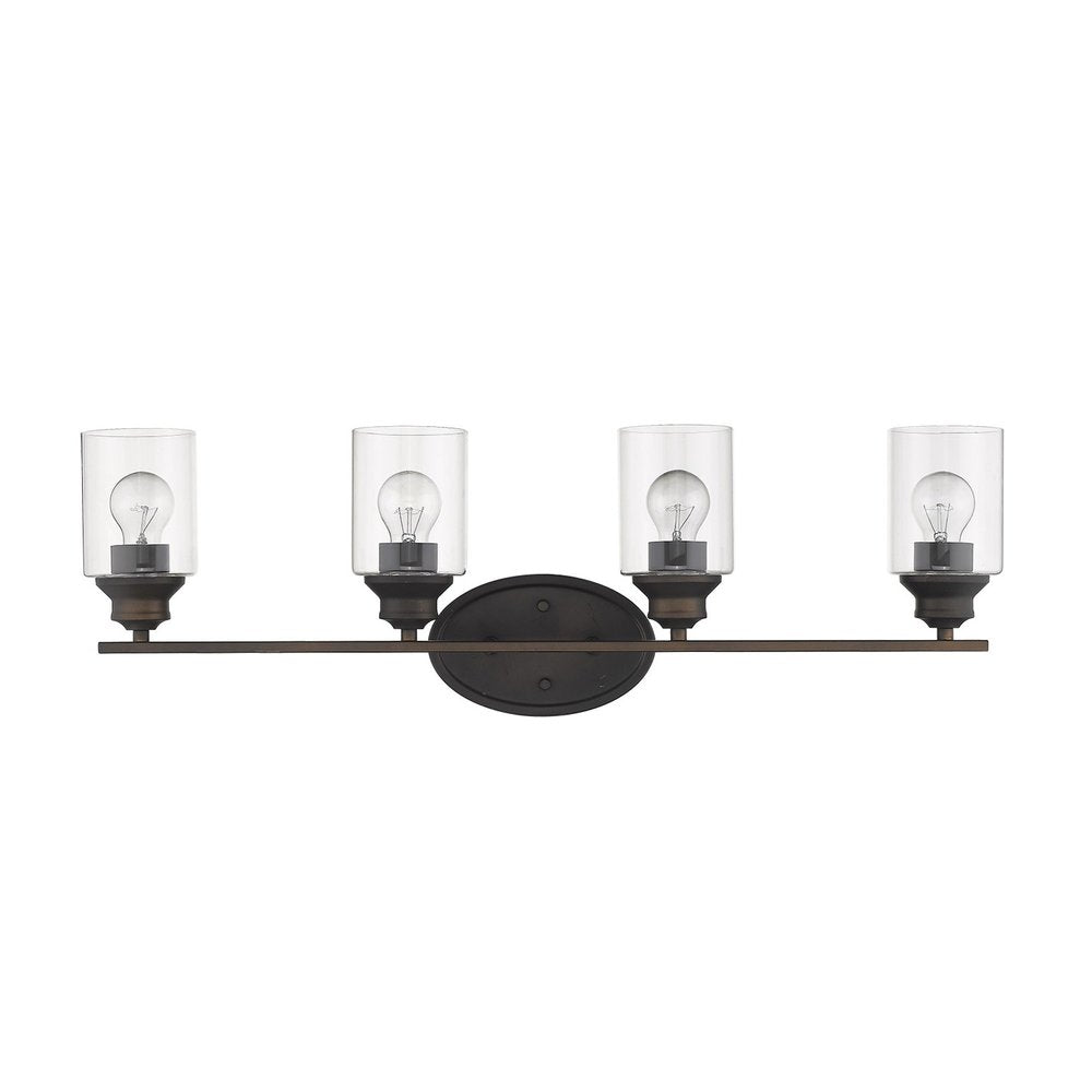 31" Bronze And Clear Steel And Glass Four Light Flush Mounted Sconce