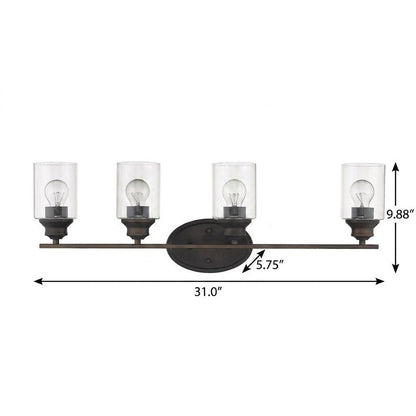 10" Black And Clear Metal and Glass Vanity Flush Mounted Sconce