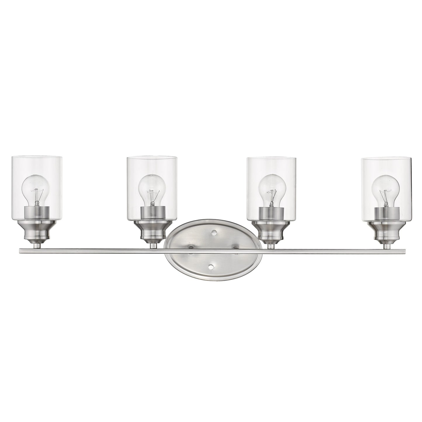 Four Light Silver Wall Light with Clear Glass Shade