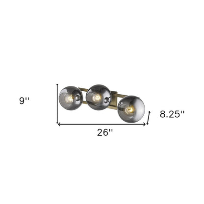 9" Smoky Black And Brass Metal Vanity Flush Mounted Sconce