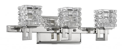 Coralie 3-Light Polished Nickel Sconce With Pressed Crystal Shades