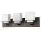 7" Black And White Metal and Glass Vanity Flush Mounted Sconce