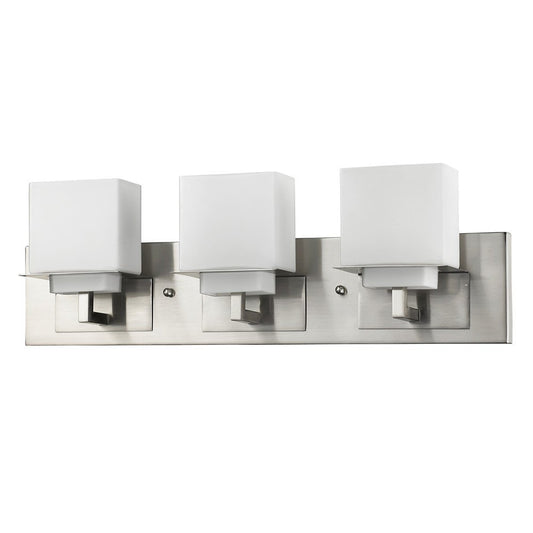 7" Silver And White Metal and Glass Vanity Flush Mounted Sconce