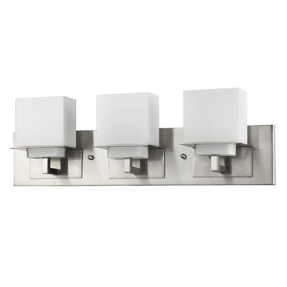 22" Silver And White Metal and Glass Three Lights Flush Mounted Sconce