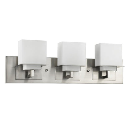 22" Silver And White Metal and Glass Three Lights Flush Mounted Sconce