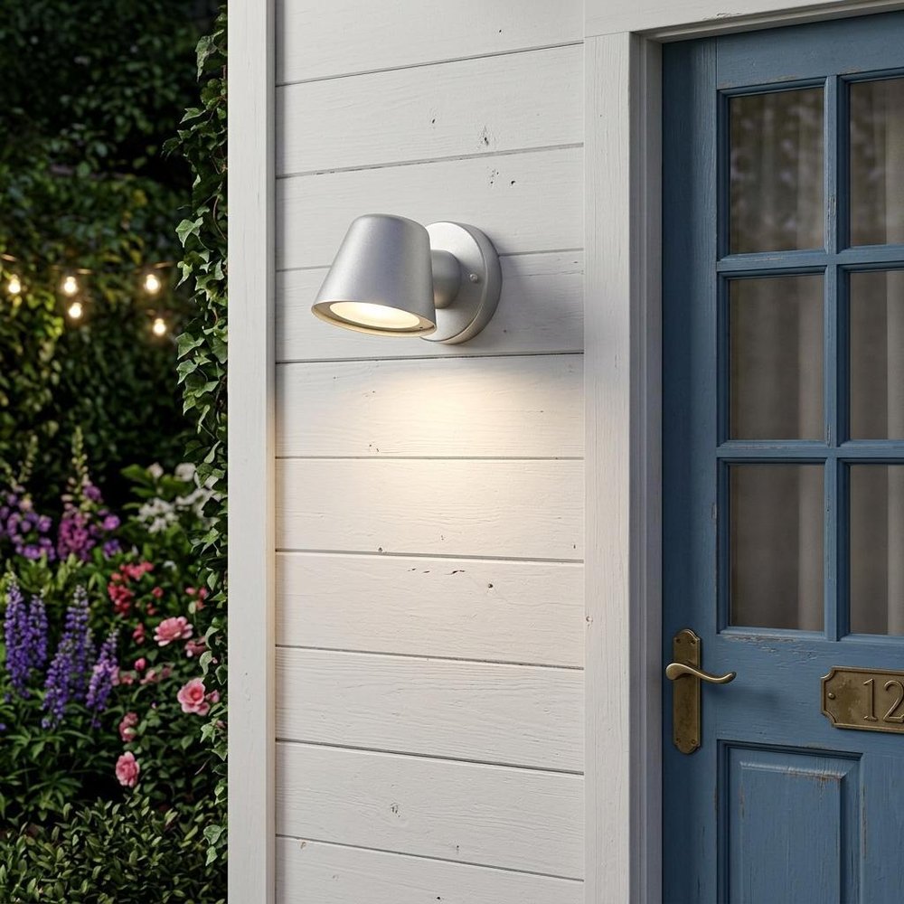 Brushed Silver LED Short Cone Wall Light