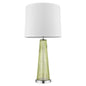 29" Green Glass Buffet Lamp With Off White Empire Shade