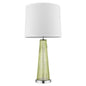 29" Green Glass Buffet Lamp With Off White Empire Shade