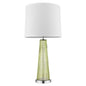29" Green Glass Buffet Lamp With Off White Empire Shade