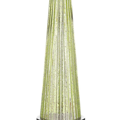 29" Green Glass Buffet Lamp With Off White Empire Shade