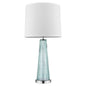 29" Aqua Glass Buffet Lamp With Off White Empire Shade