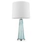 29" Aqua Glass Buffet Lamp With Off White Empire Shade