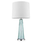 29" Aqua Glass Buffet Lamp With Off White Empire Shade