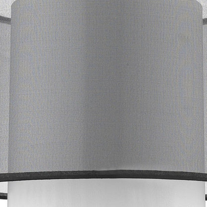 32" Black and Silver Metal Column Lamp With Black and White Drum Shade