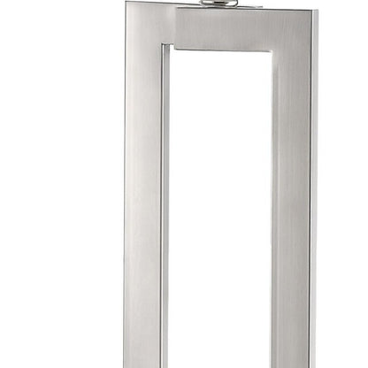 30" Silver Metal Table Lamp With White Rectangular Shade