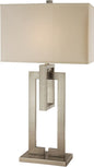 36" Nickel Iron Geometric Table Lamp With Ivory Shade