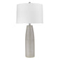 33" Light Gray Ceramic Table Lamp With White Drum Shade