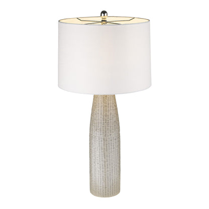 33" Light Gray Ceramic Table Lamp With White Drum Shade