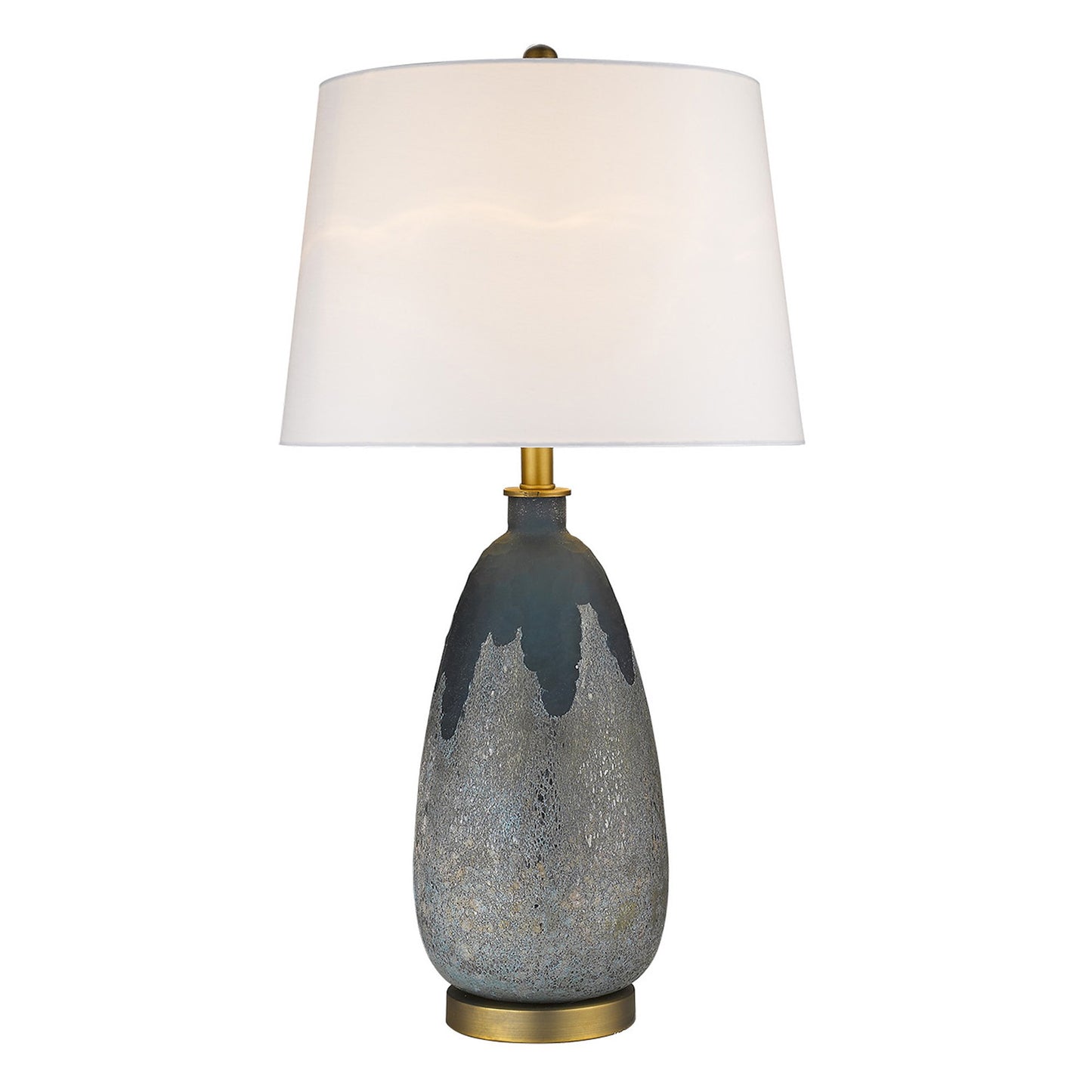 30" Teal Blue Concrete Table Lamp With Cream Empire Shade