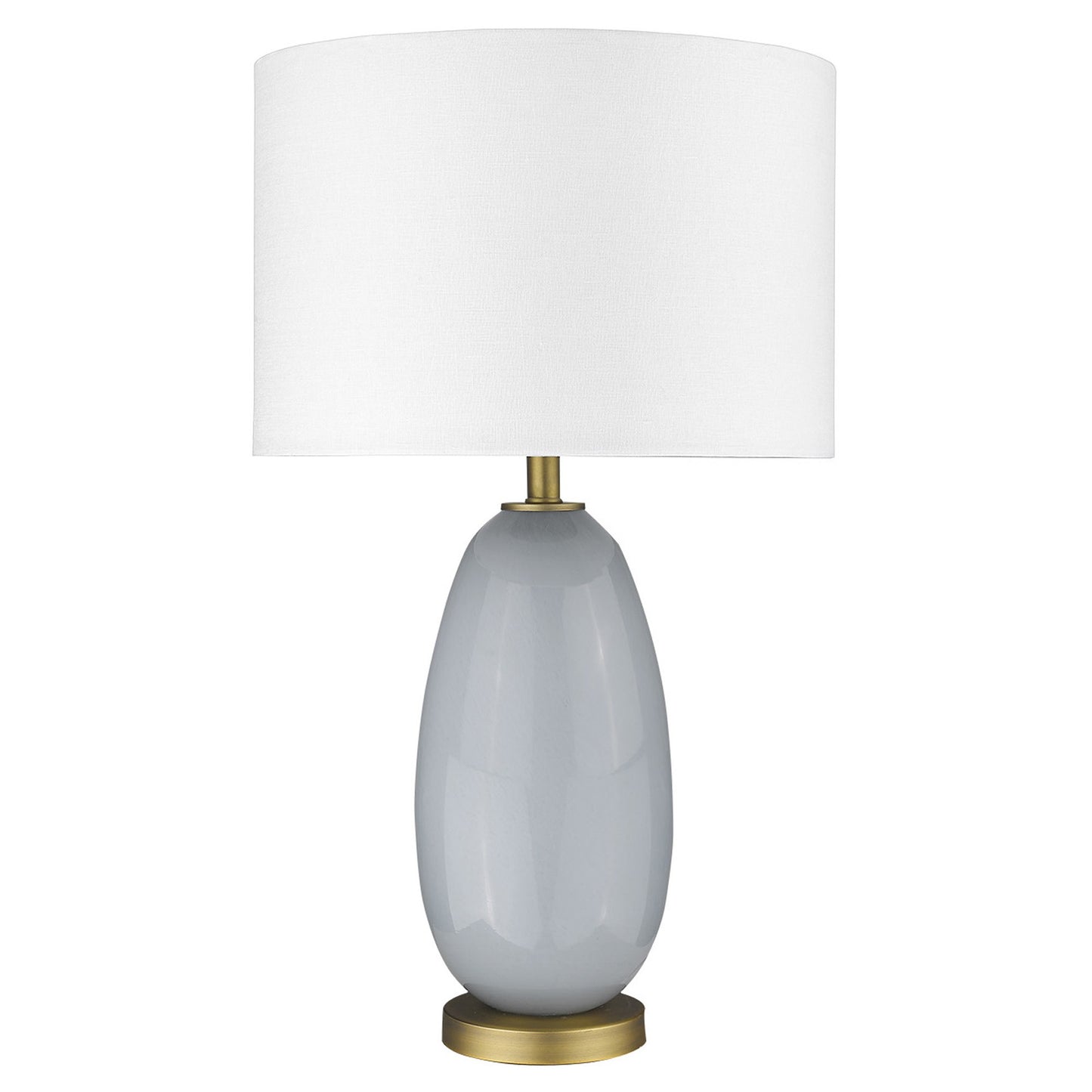 29" Light Gray Glass Table Lamp With White Drum Shade